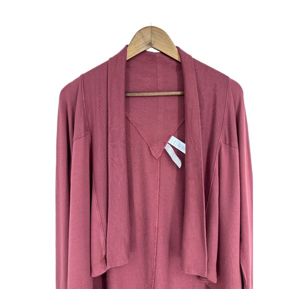 Athleta Nirvana Wear Two Ways Wrap Drape Cardigan Burgundy Size XS - Picture 2 of 10